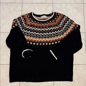 Alfred Dunner Black and Brown Patterned Sweater